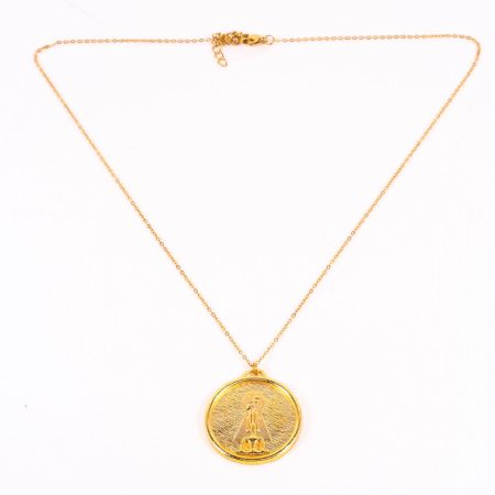 Spiritual Jain Mahaveer Medallion Necklace in Brass with 22k Gold Plating